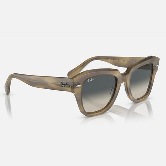 NEW Ray-Ban State Street Square Acetate Sunglasses Polished Striped Green Grey main image 11